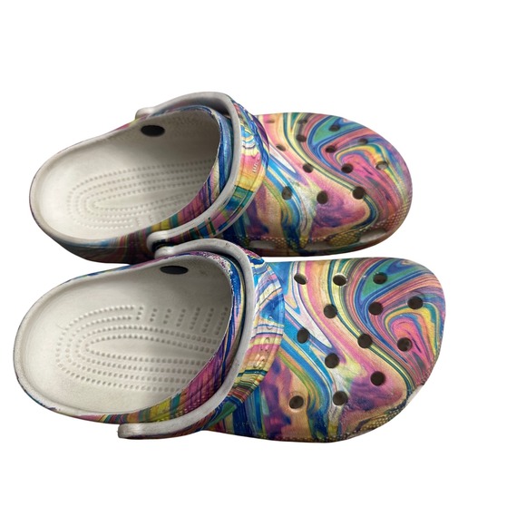 CROCS Other - Kids Crocs Classic Clog Psychedelic Swirl Rainbow Multi Color Size 4